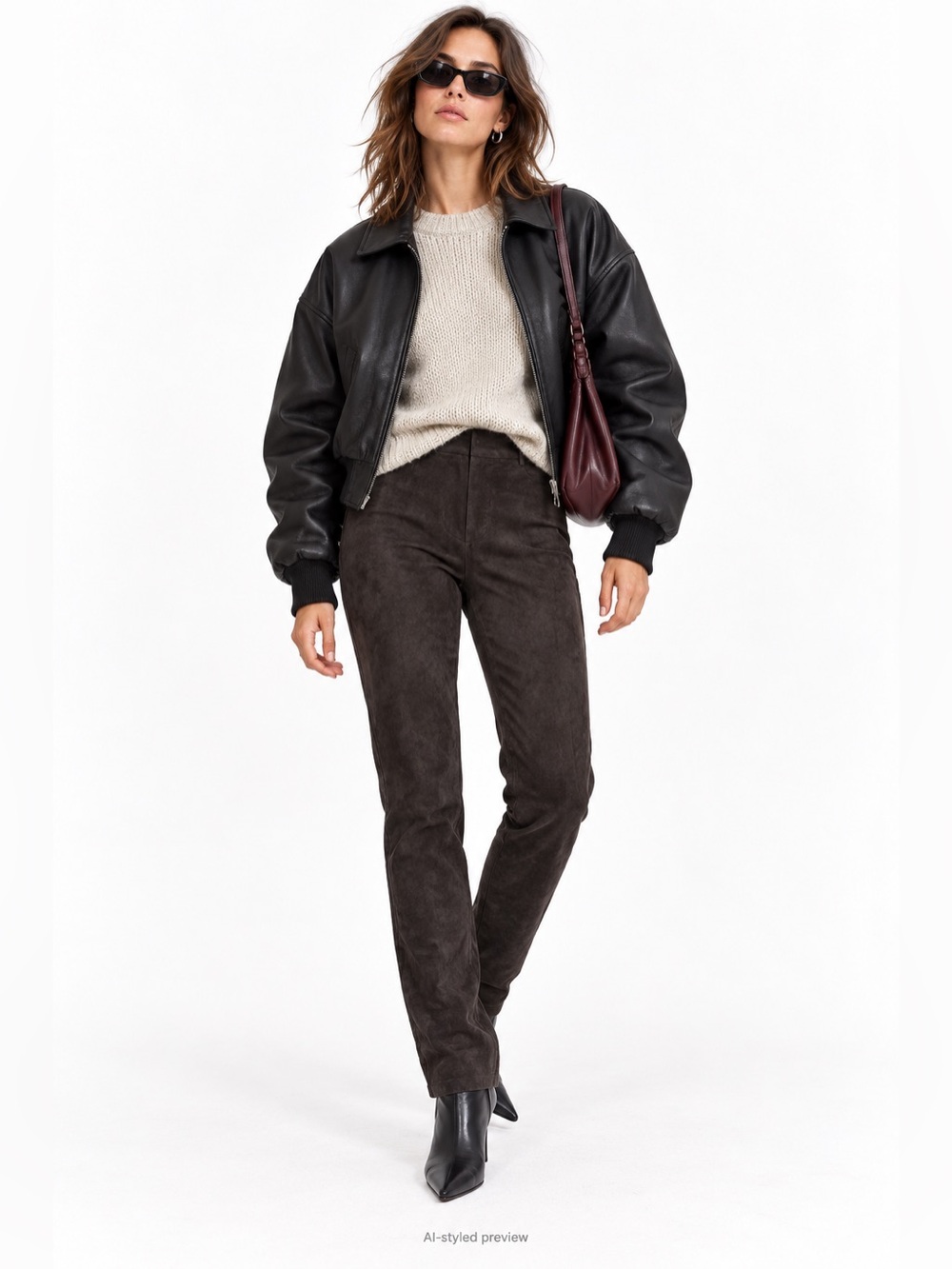 Vince Dark Brown Suede Look Slim Leg Pants Women’s Small S Fall Minimalist